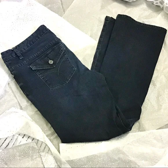 CALVIN KLEIN Leanboot Dark Wash Jeans - Size 12 - Picture 3 of 7